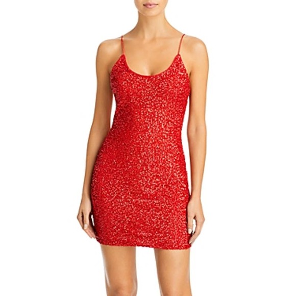 Alice + Olivia Nelle Red Bright Poppy Embellished Fitted Mini Dress NWT Size 10
